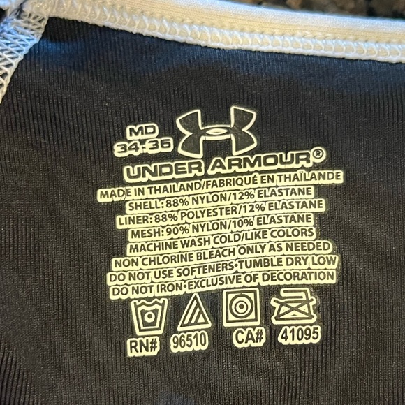 Under Armour sports bra. Black with white trim. Size Medium 34-36 - Picture 3 of 9